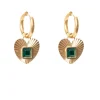 Antler Emerald Embrace - Fluted Heart Earring