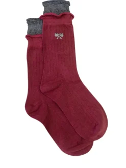 Antler Merlot & Grey Bow Socks