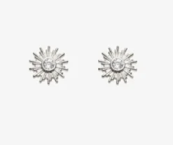 Antler Sun Cubic Earring - Silver
