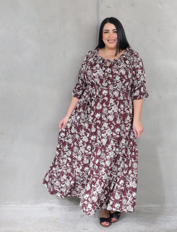 Sophia Dress Short Sleeve - Chocolate Shalimar