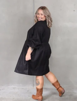 Willow Pocket Dress - Black Linen