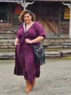 Zoe Dress Short Sleeve - Aubergine