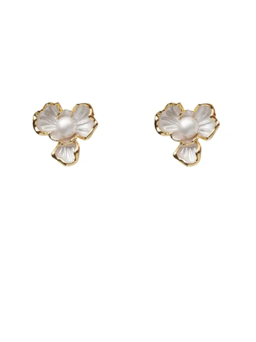 Antler Pearl Lotus Earring