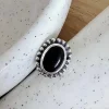 Filigree Silver Stud Earring - Onyx